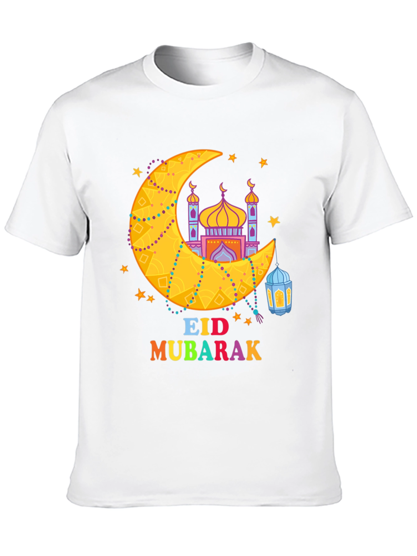 Eid Mubarak T-Shirt - Crescent Moon & Mosque Design