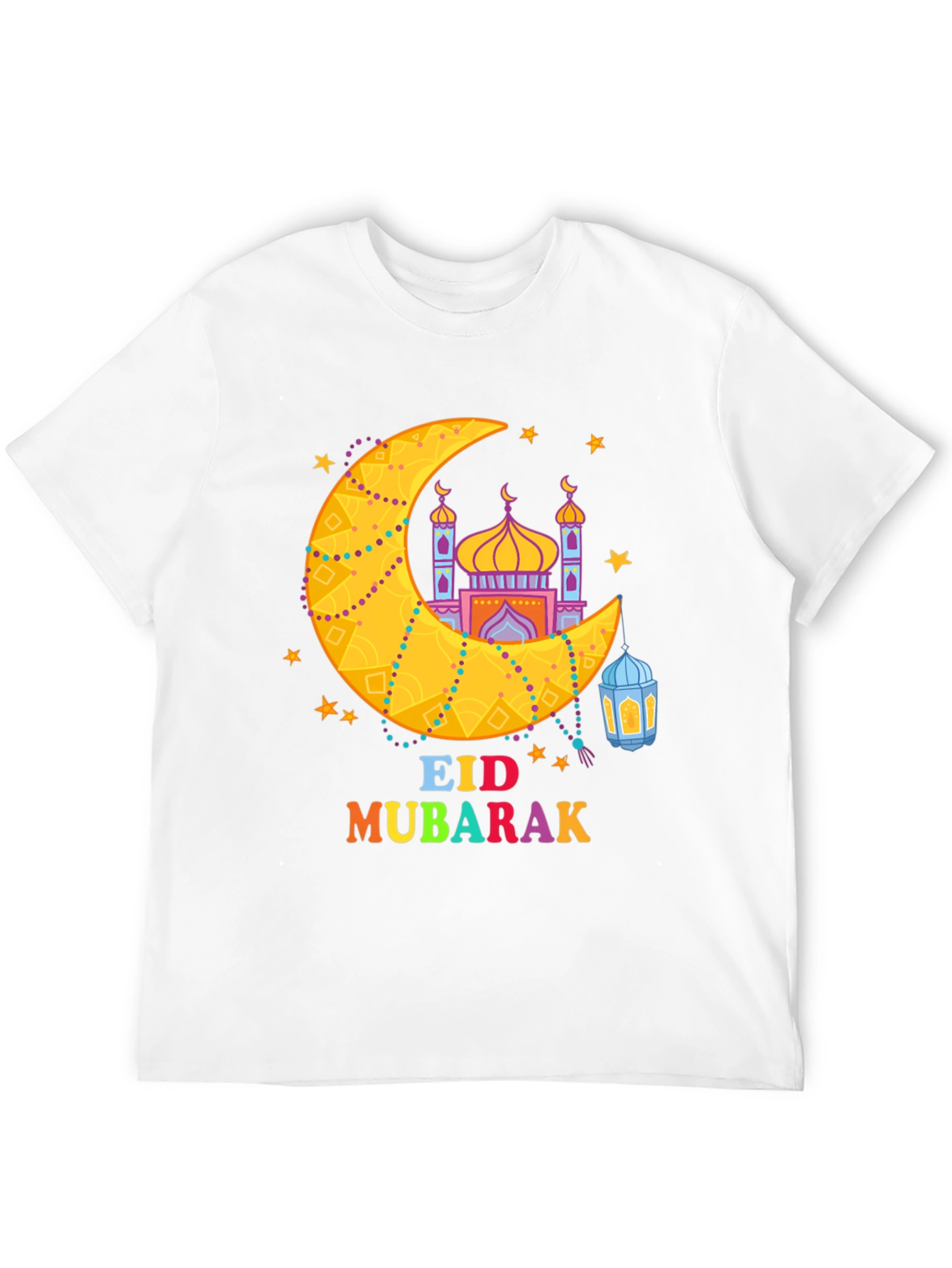Eid Mubarak T-Shirt - Crescent Moon & Mosque Design