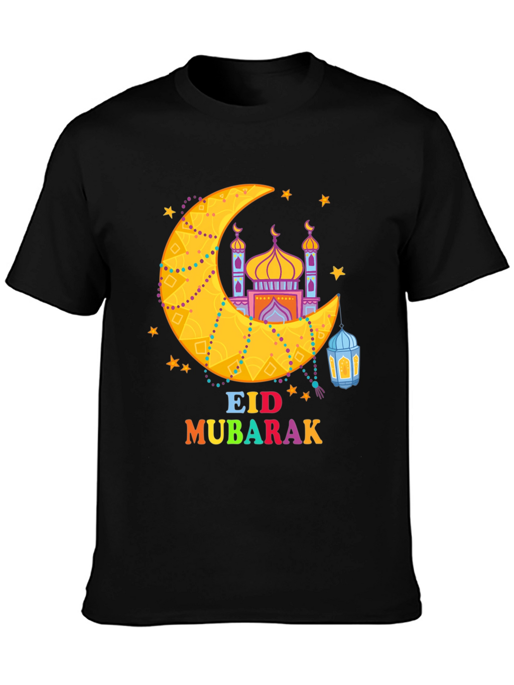 Eid Mubarak T-Shirt - Crescent Moon & Mosque Design