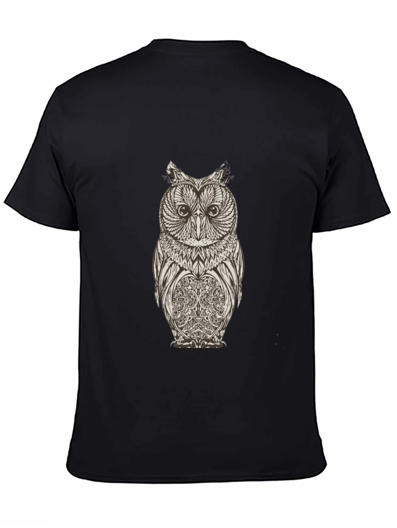 Mens Black Owl Graphic T-Shirt