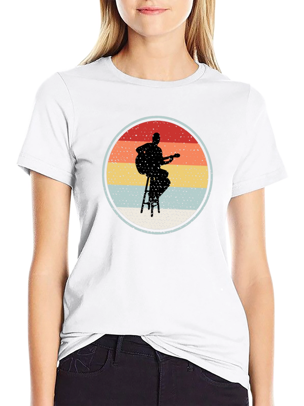 Retro Guitarist Silhouette Graphic Tee