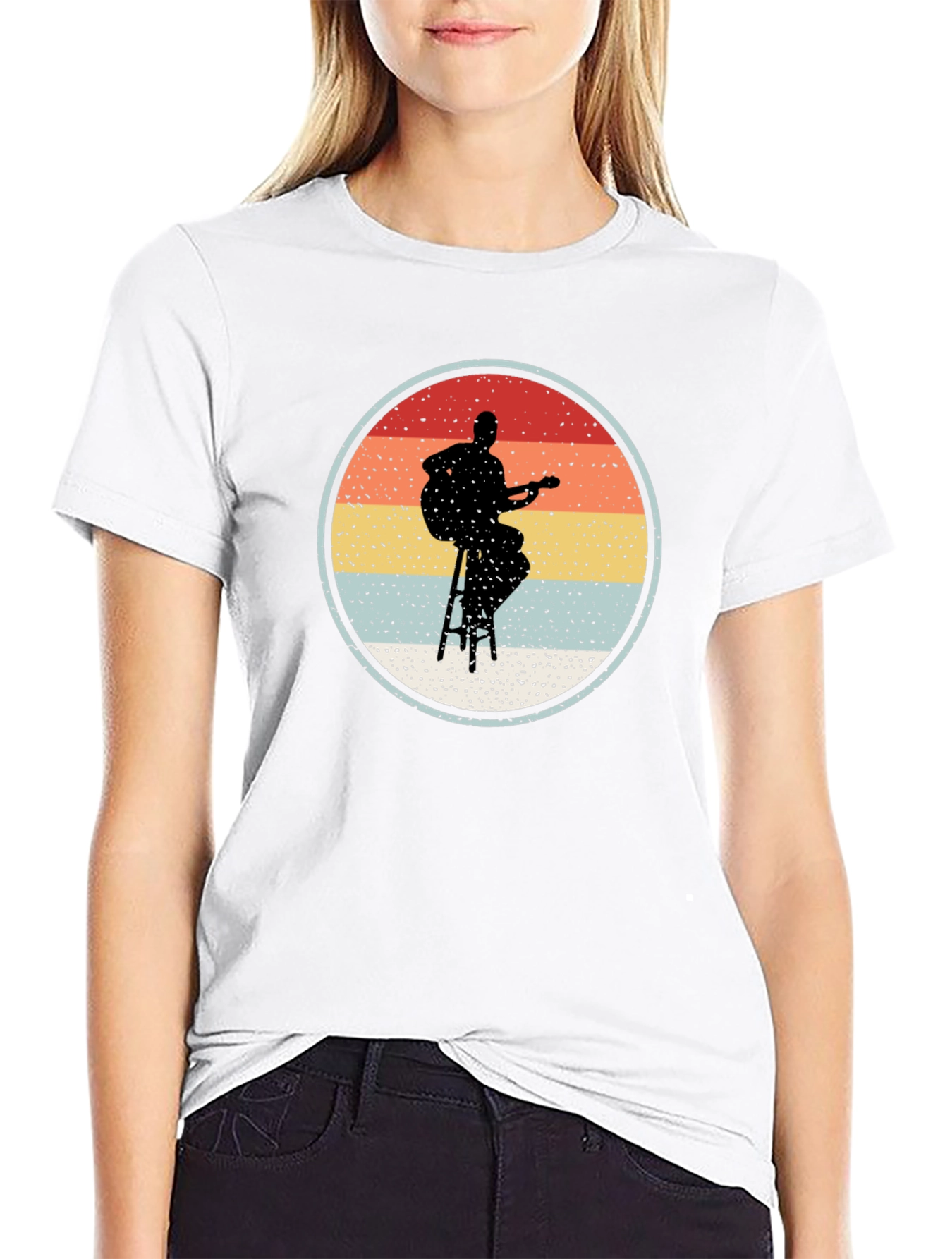 Retro Guitarist Silhouette Graphic Tee
