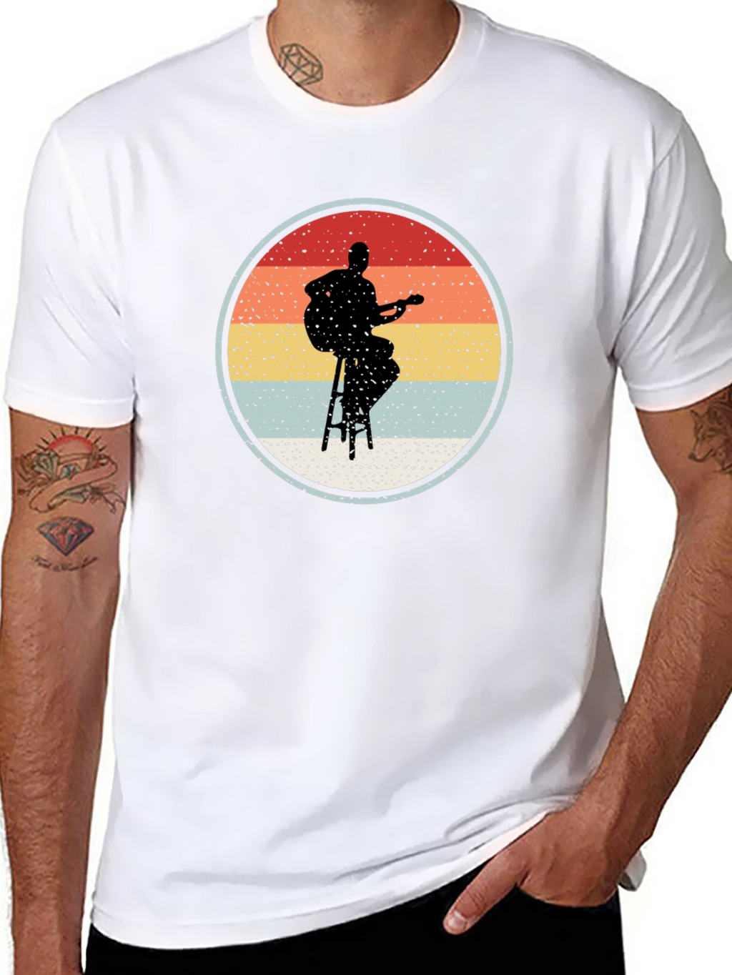 Retro Guitarist Silhouette Graphic Tee