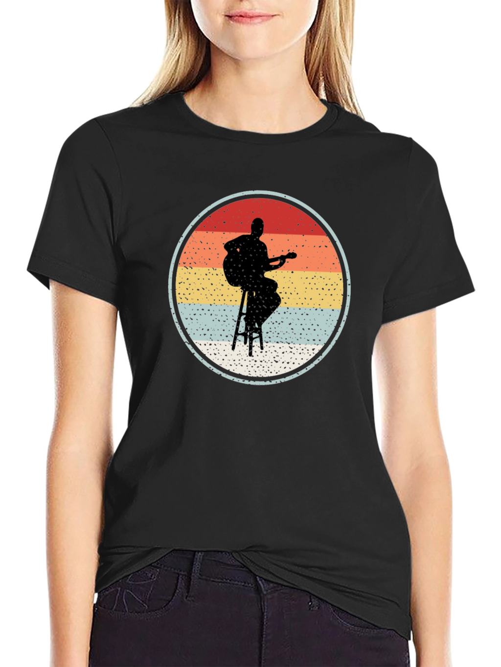 Retro Guitarist Silhouette Graphic Tee