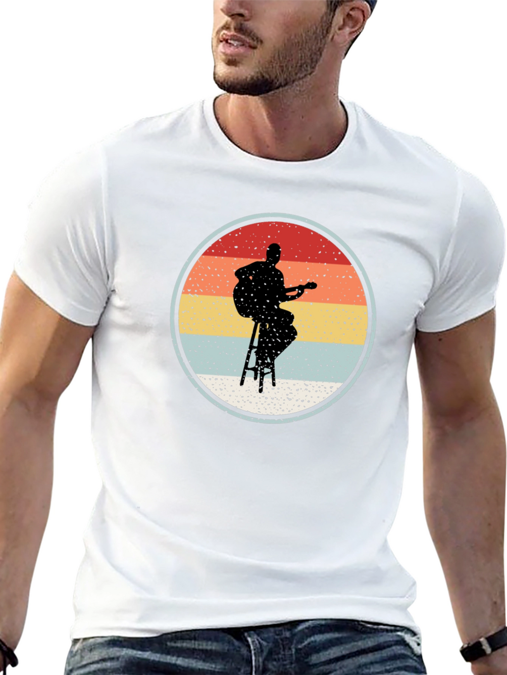 Retro Guitarist Silhouette Graphic Tee