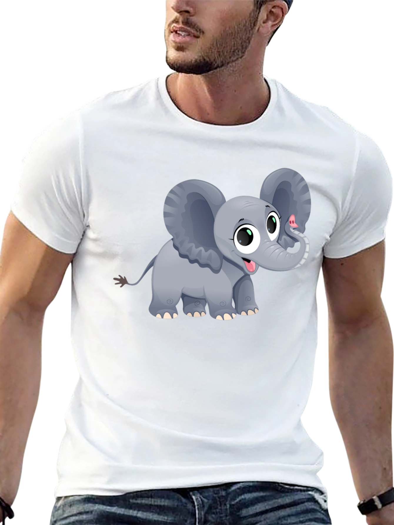 Cute Elephant Graphic Tee - Unisex Black T-Shirt
