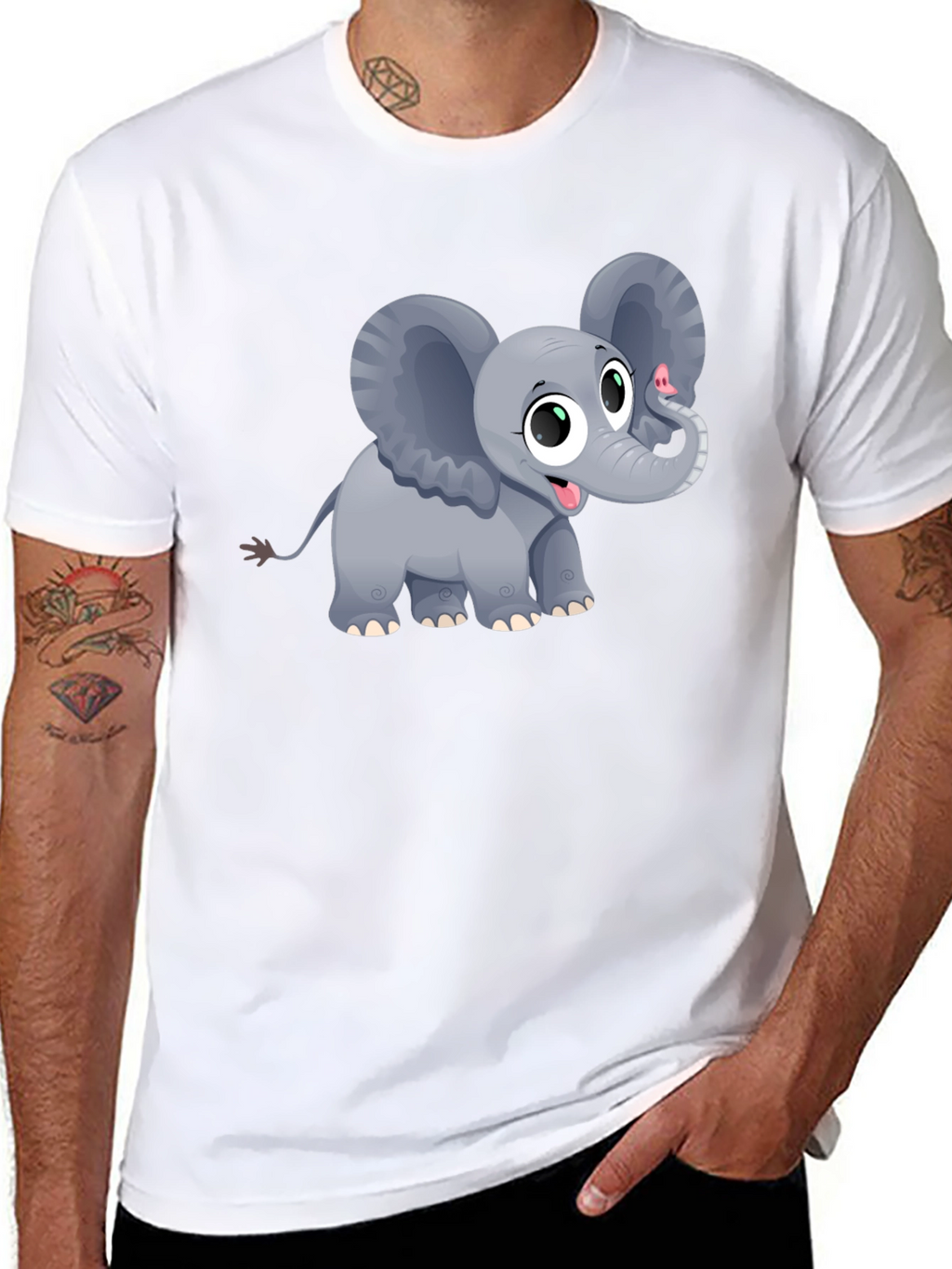Cute Elephant Graphic Tee - Unisex Black T-Shirt