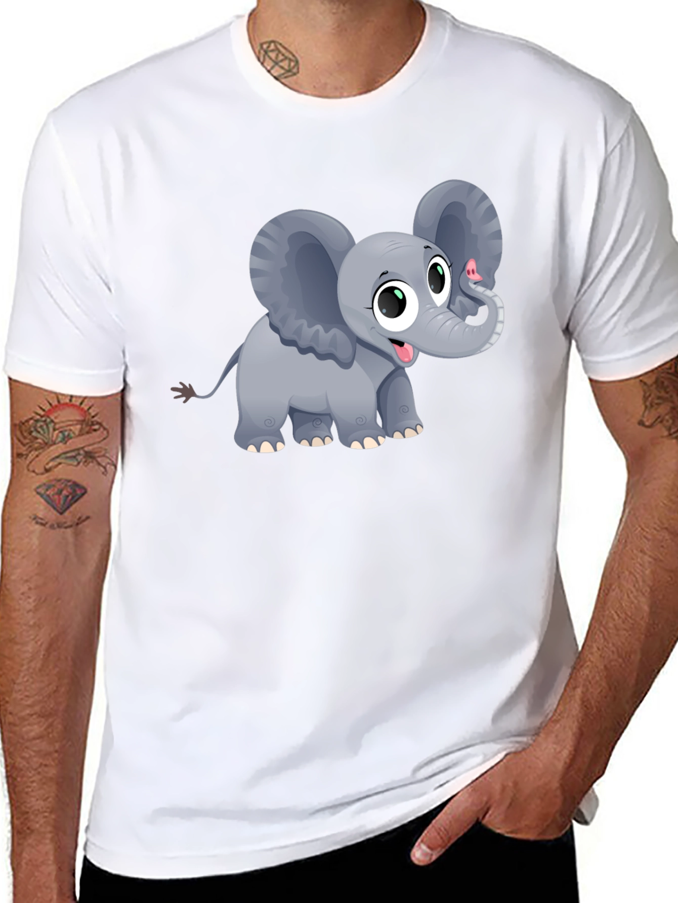 Cute Elephant Graphic Tee - Unisex Black T-Shirt
