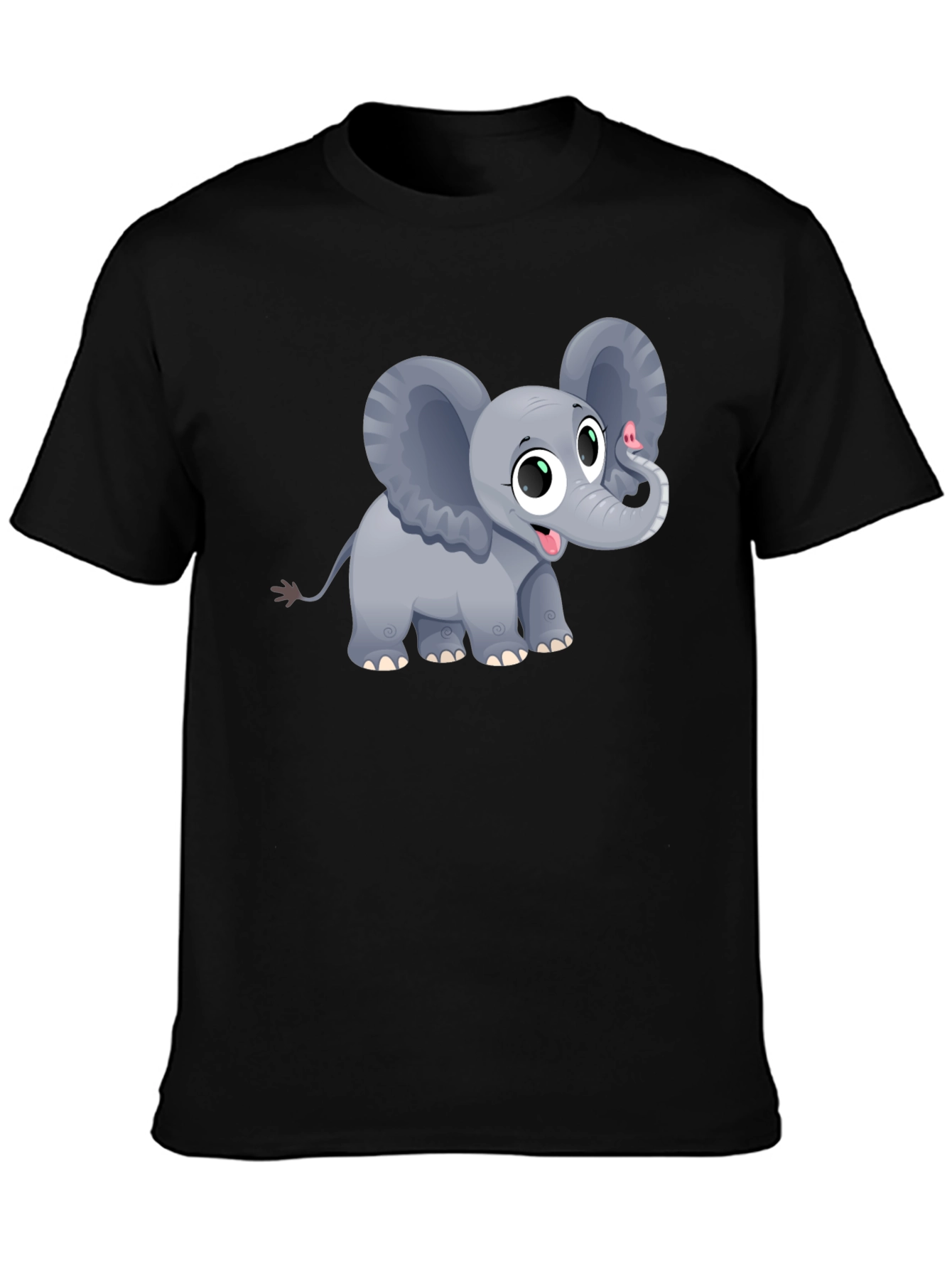 Cute Elephant Graphic Tee - Unisex Black T-Shirt