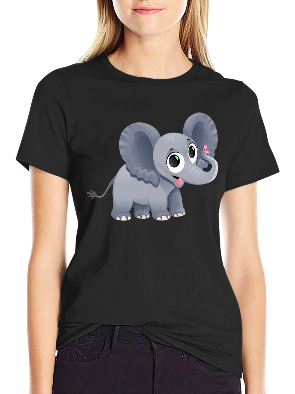 Cute Elephant Graphic Tee - Unisex Black T-Shirt