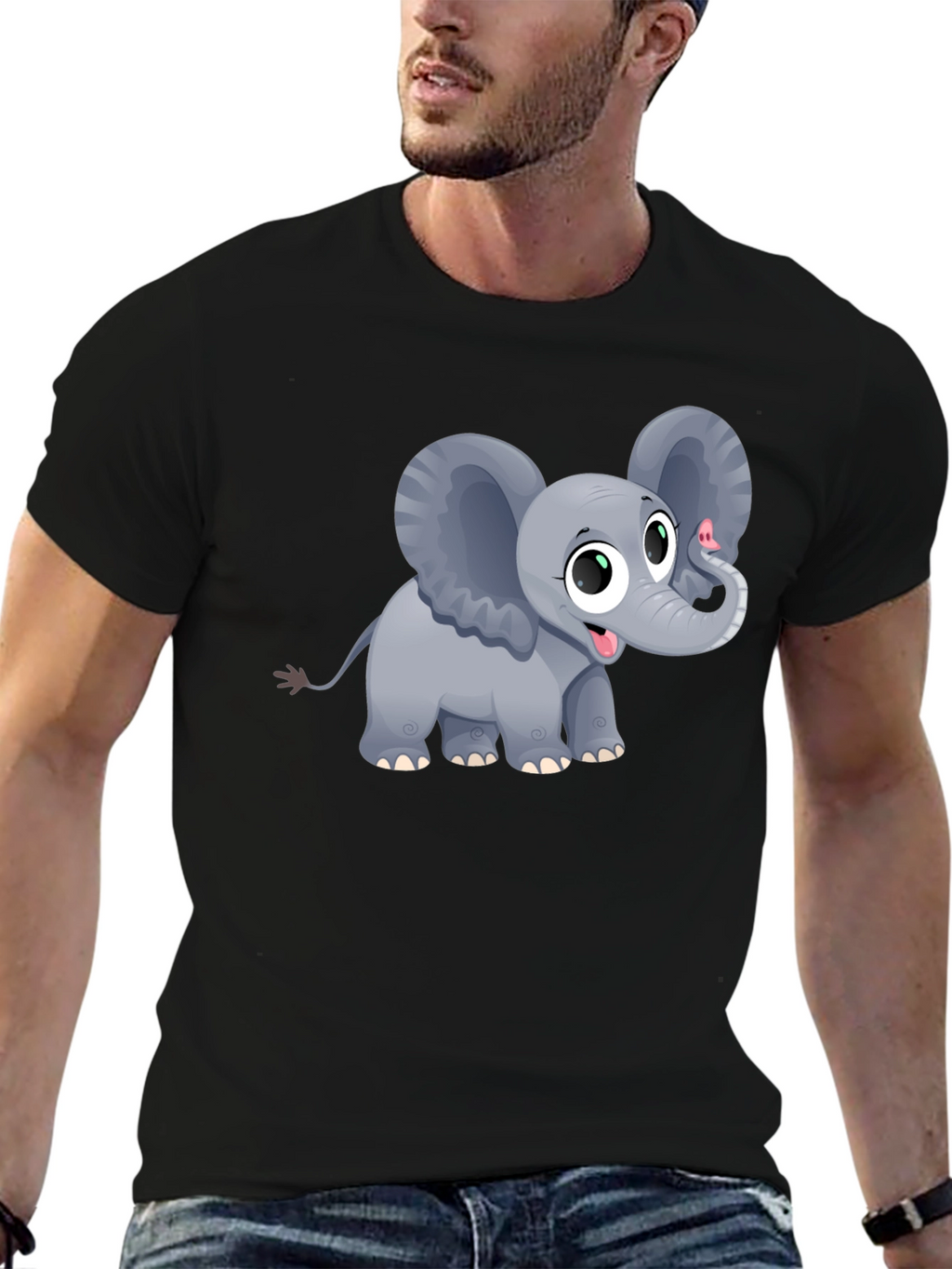 Cute Elephant Graphic Tee - Unisex Black T-Shirt