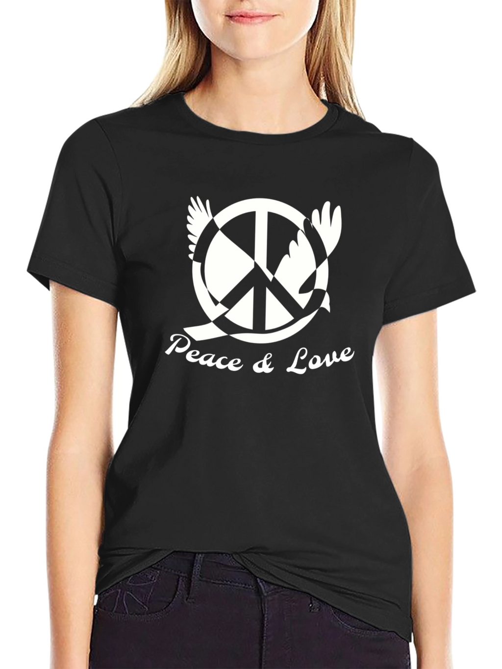 Peace & Love Graphic Tee - Black