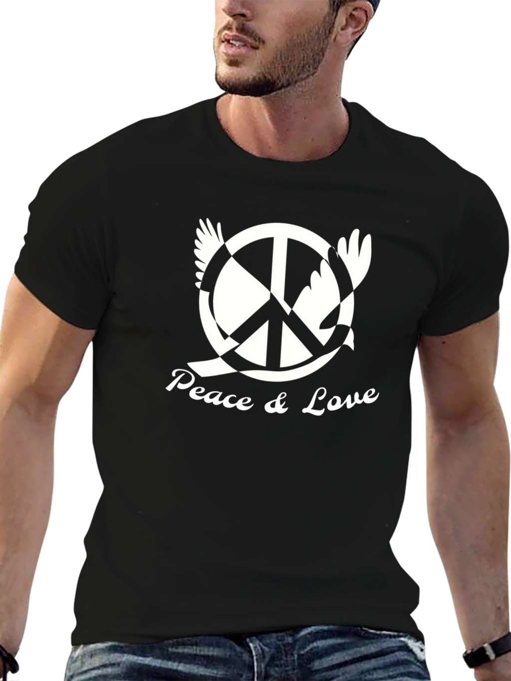 Peace & Love Graphic Tee - Black