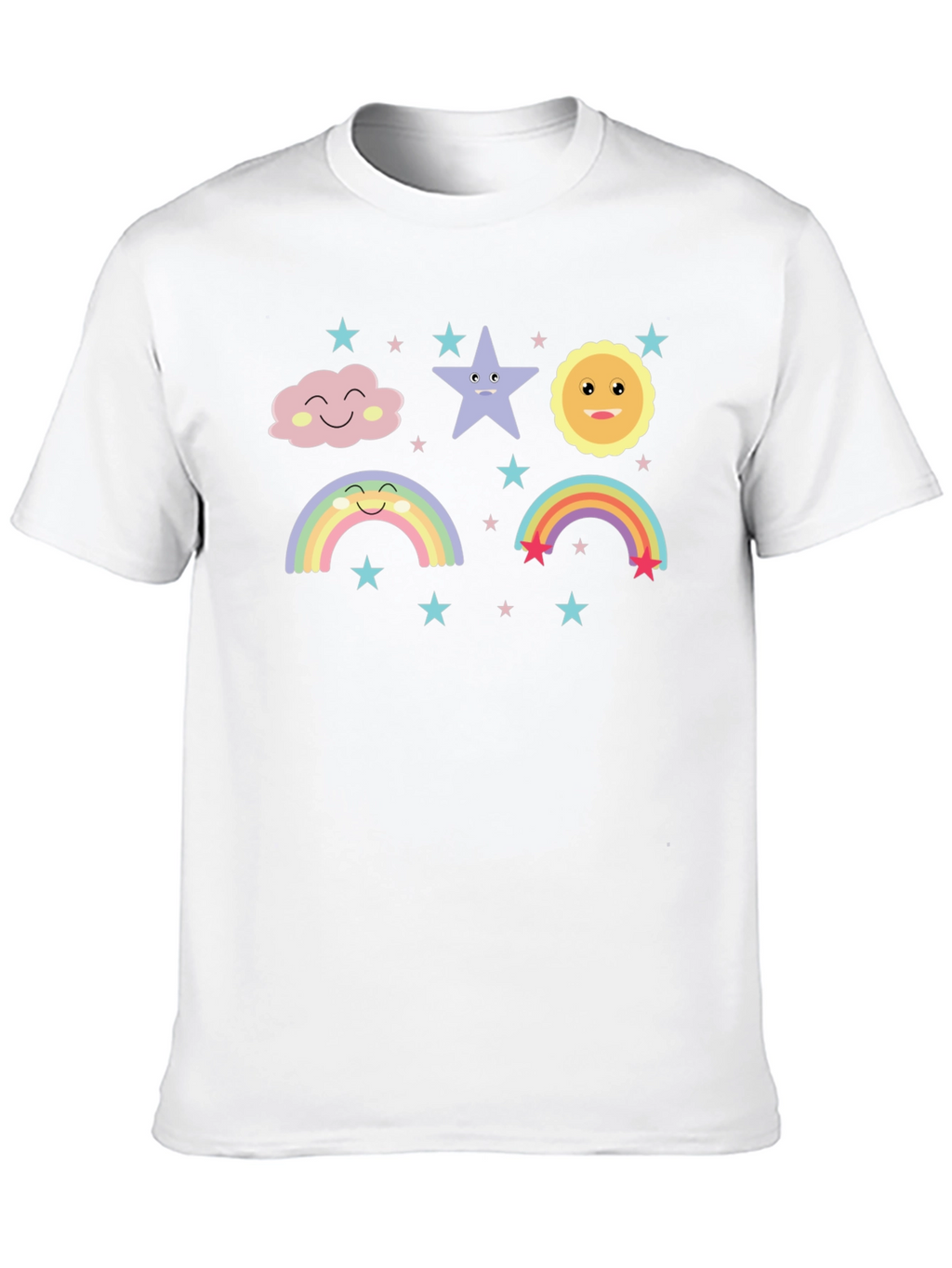 Cute Cartoon Weather Graphic Black T-Shirt