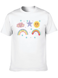 Cute Cartoon Weather Graphic Black T-Shirt