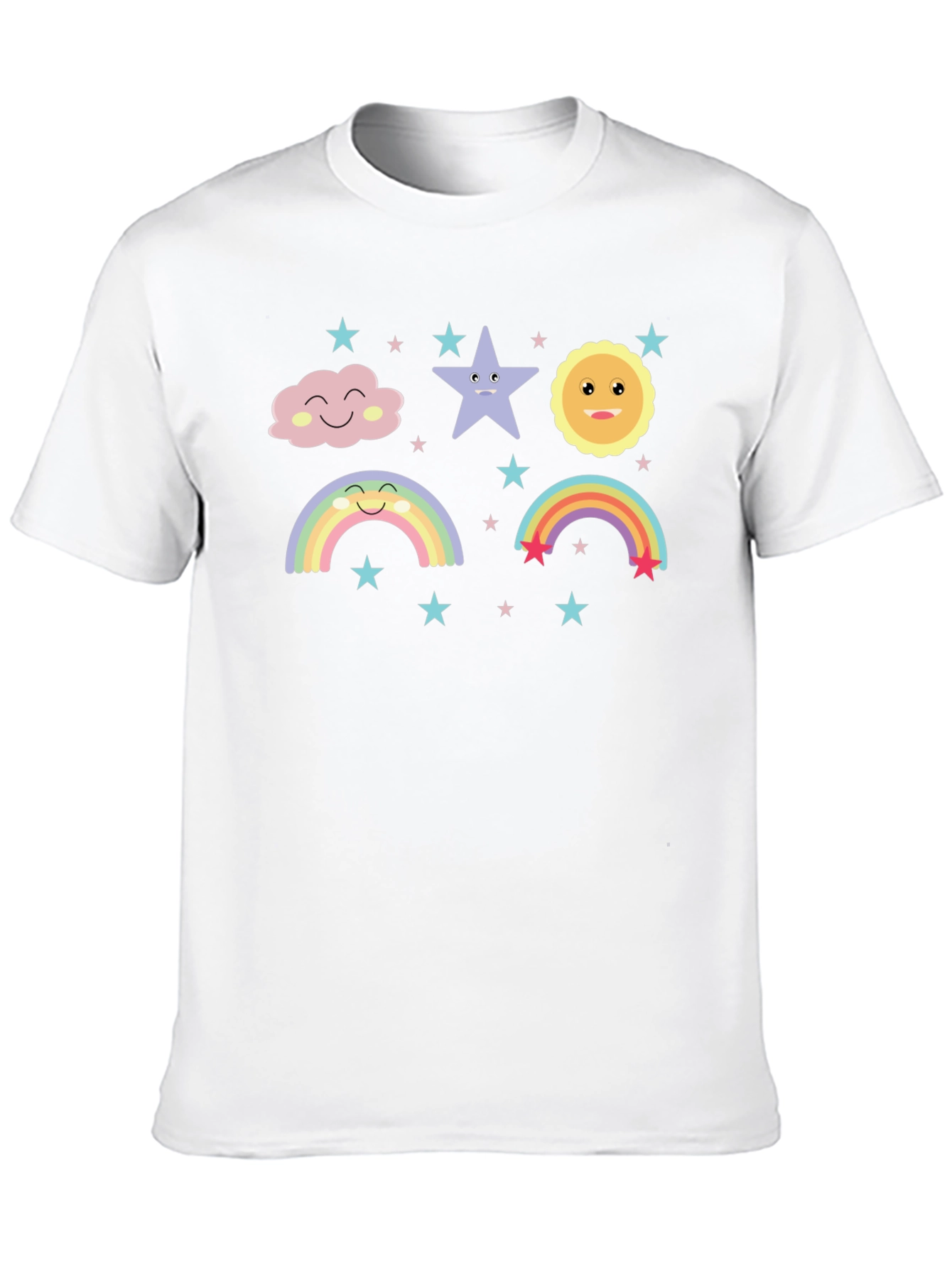 Cute Cartoon Weather Graphic Black T-Shirt