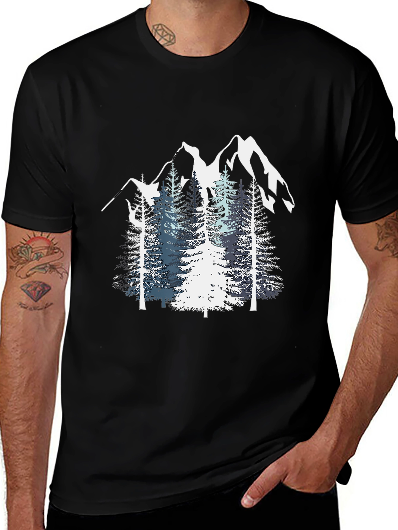 Mountain Pine Tree Graphic Tee - Nature Inspired