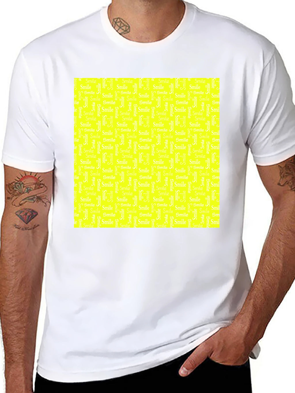 Smile Pattern Black T-Shirt