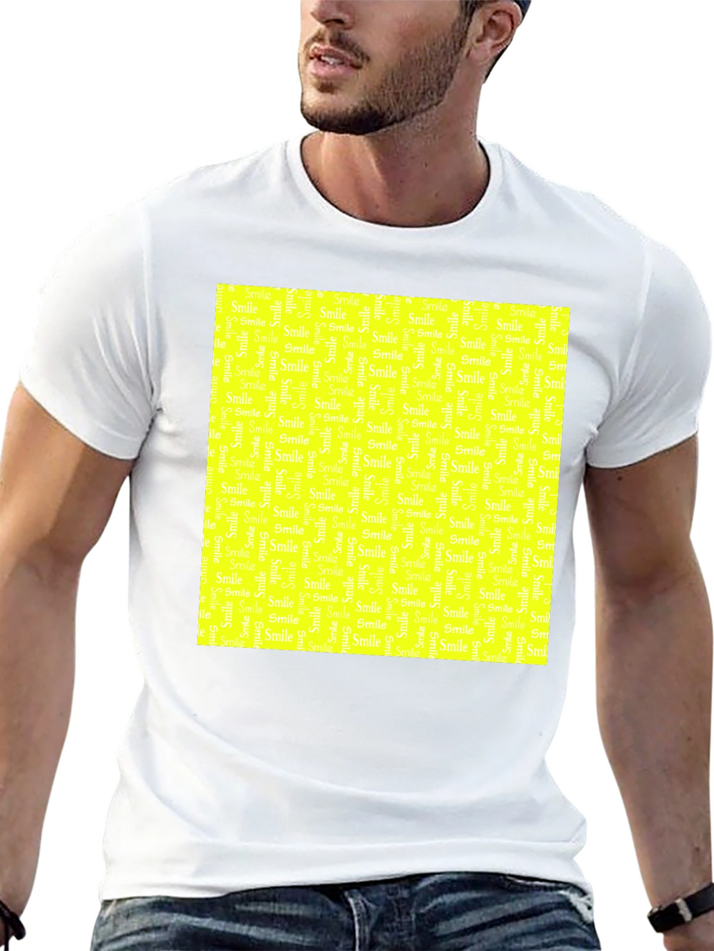 Smile Pattern Black T-Shirt