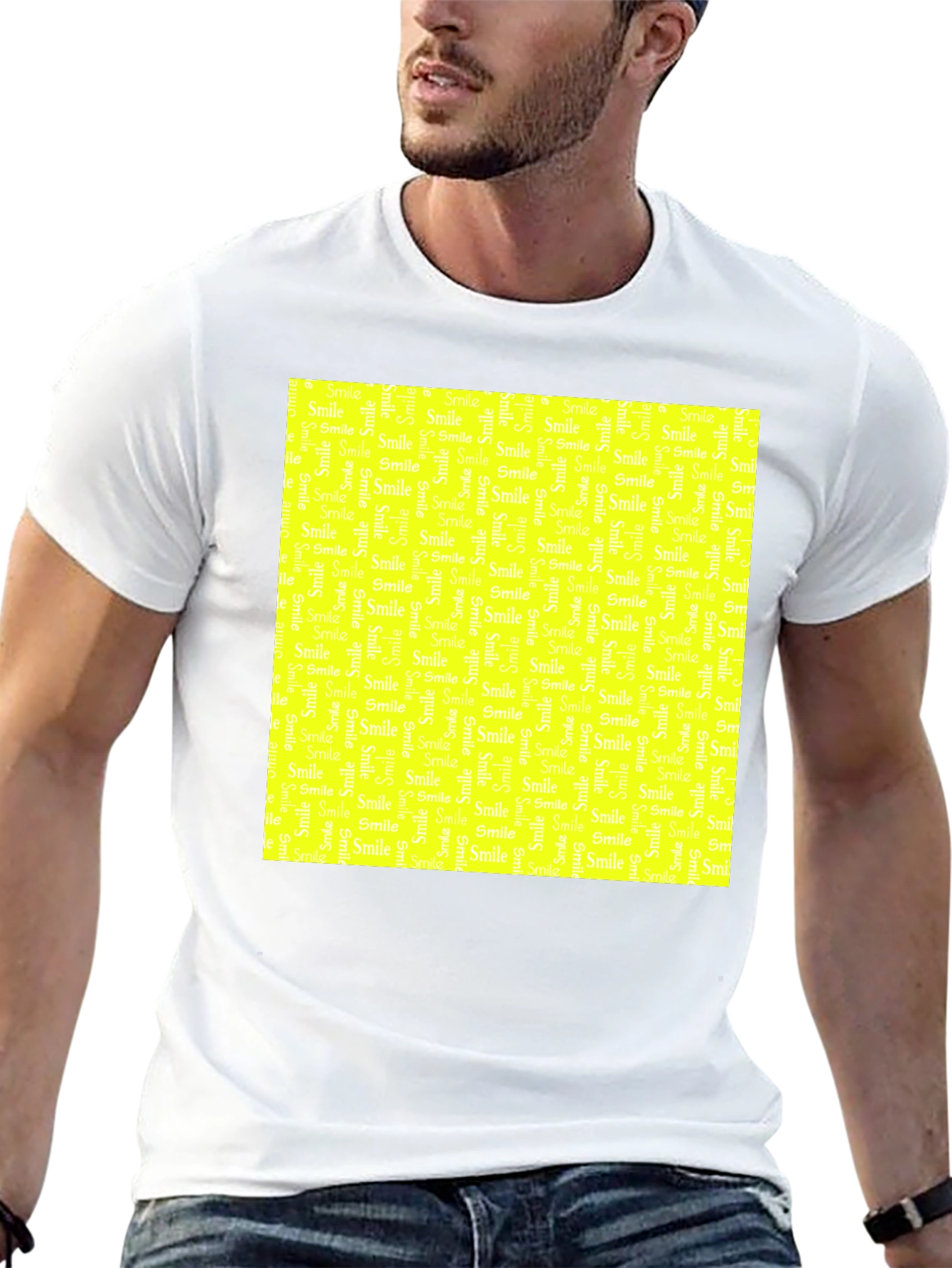 Smile Pattern Black T-Shirt