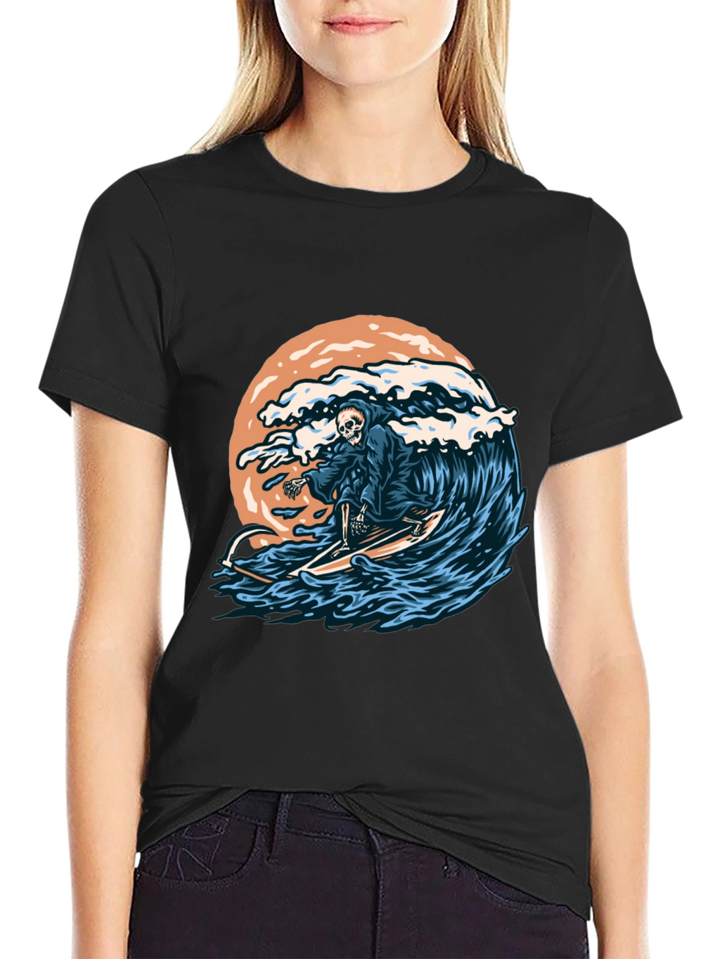 Surfing Grim Reaper Graphic T-Shirt