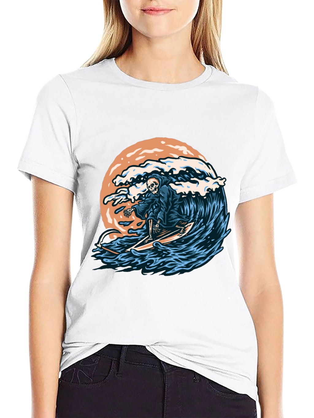 Surfing Grim Reaper Graphic T-Shirt