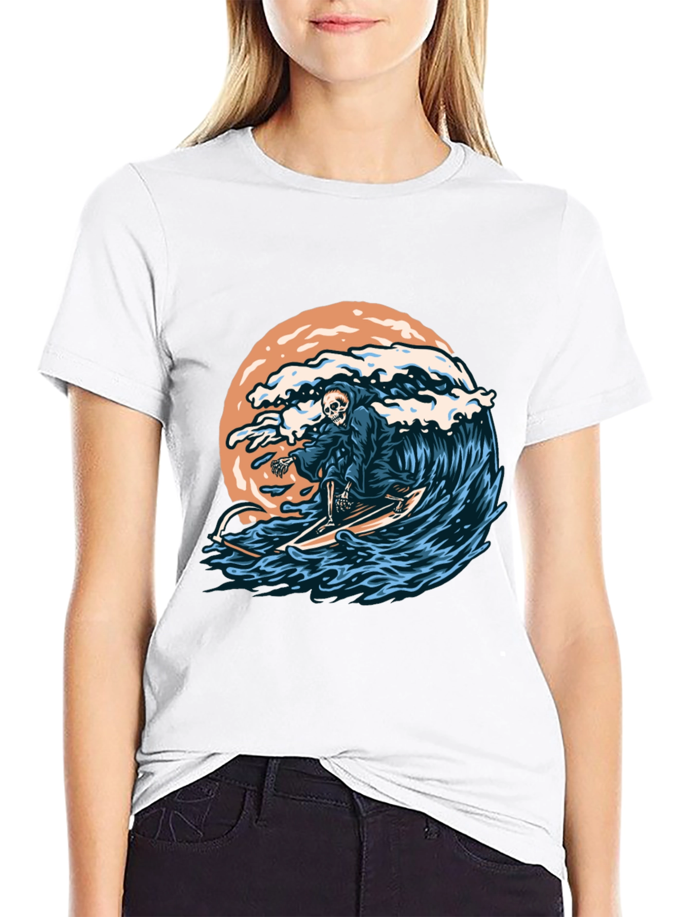Surfing Grim Reaper Graphic T-Shirt