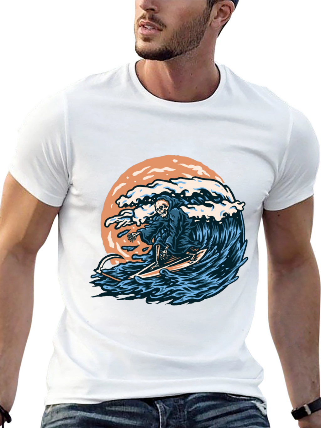 Surfing Grim Reaper Graphic T-Shirt