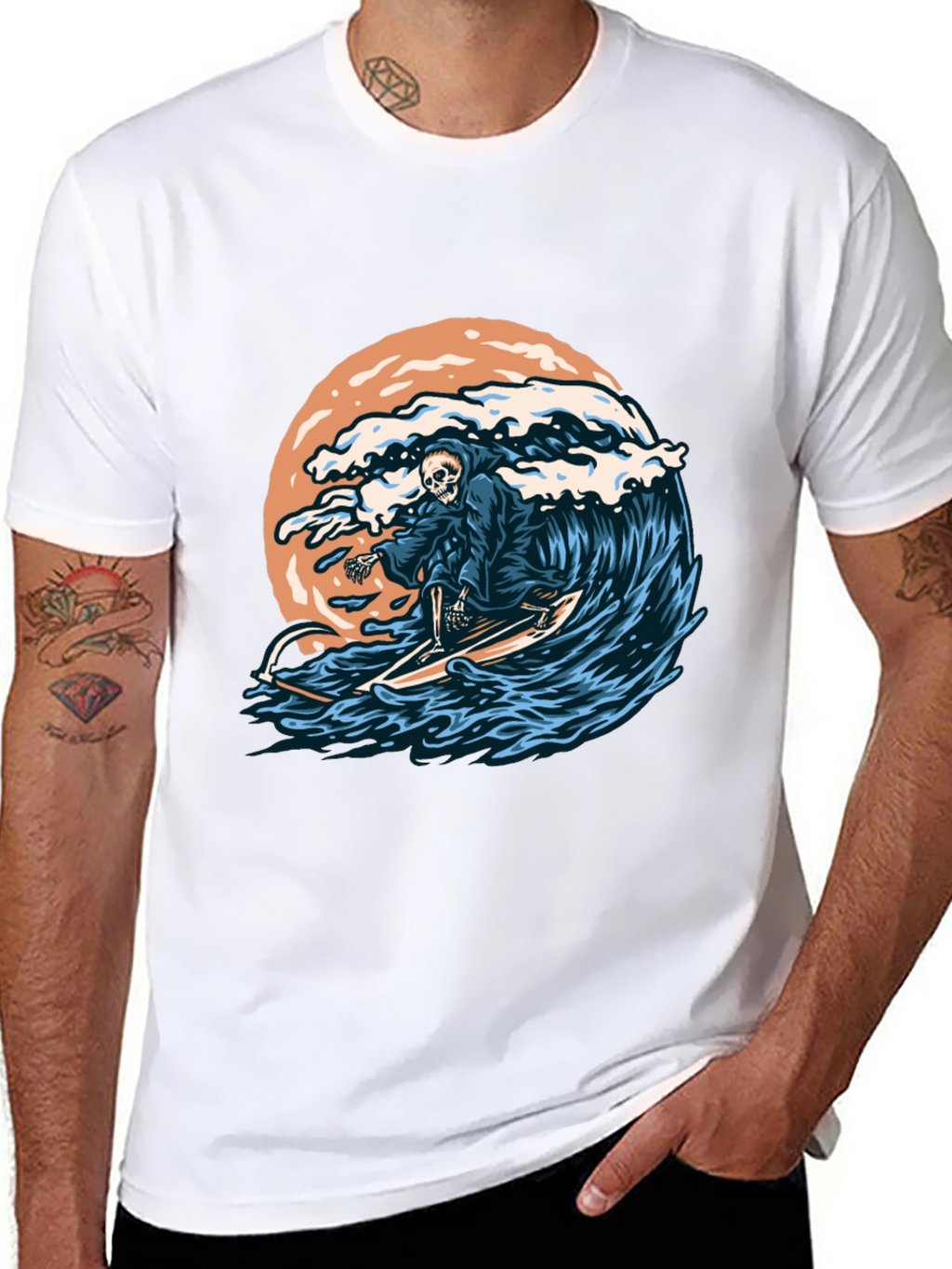 Surfing Grim Reaper Graphic T-Shirt