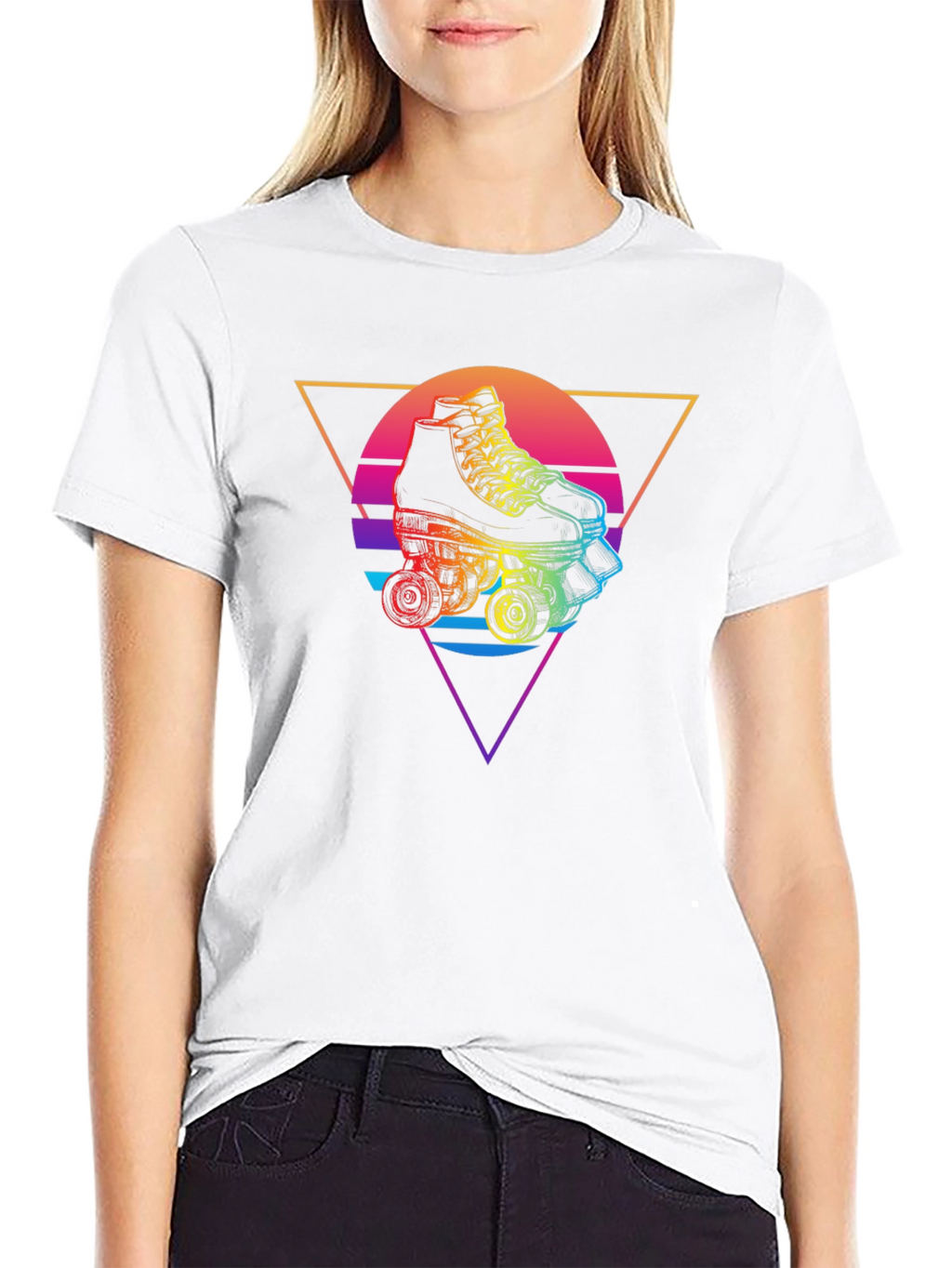 Retro Roller Skate Graphic Tee - Black