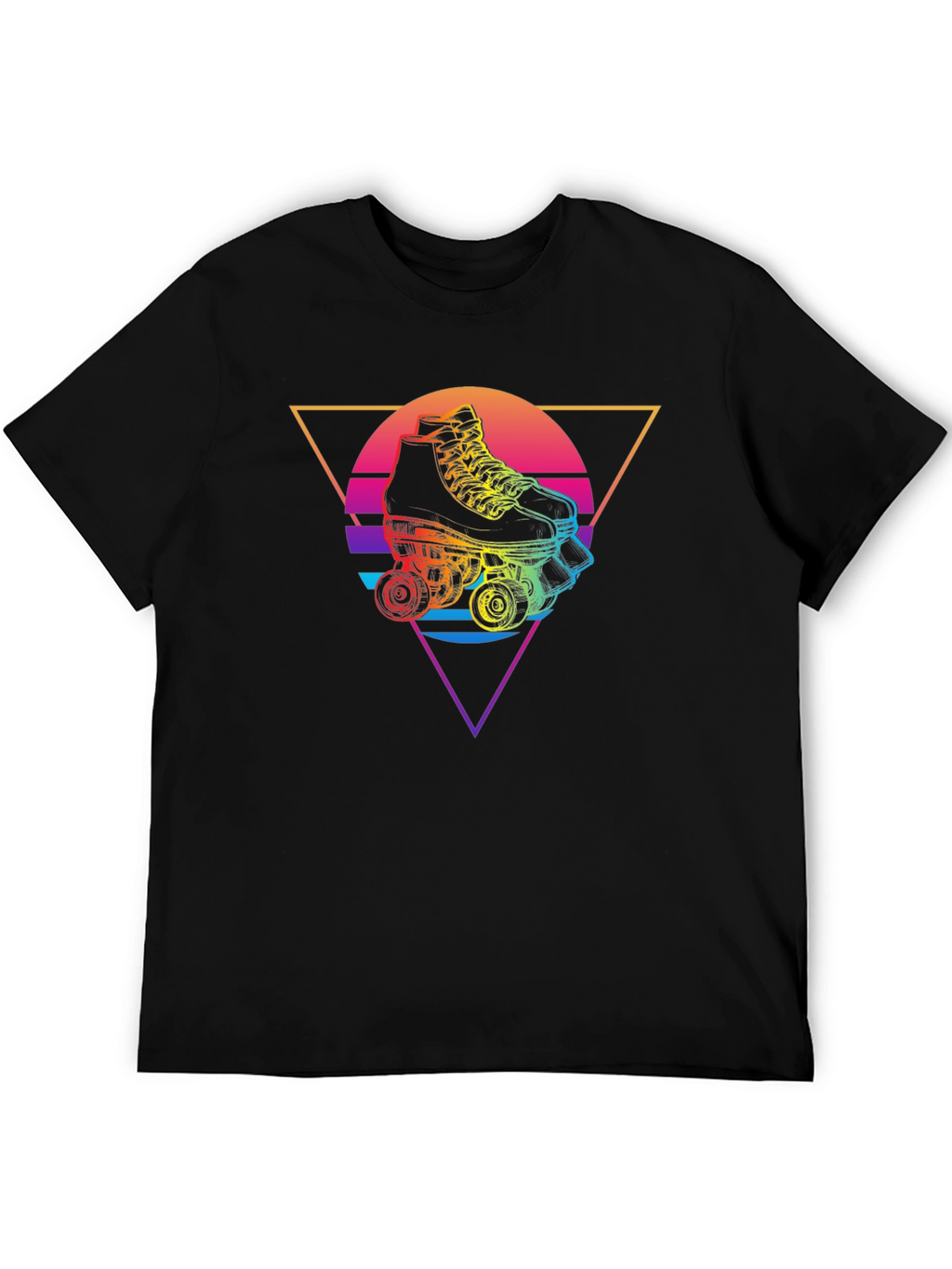 Retro Roller Skate Graphic Tee - Black