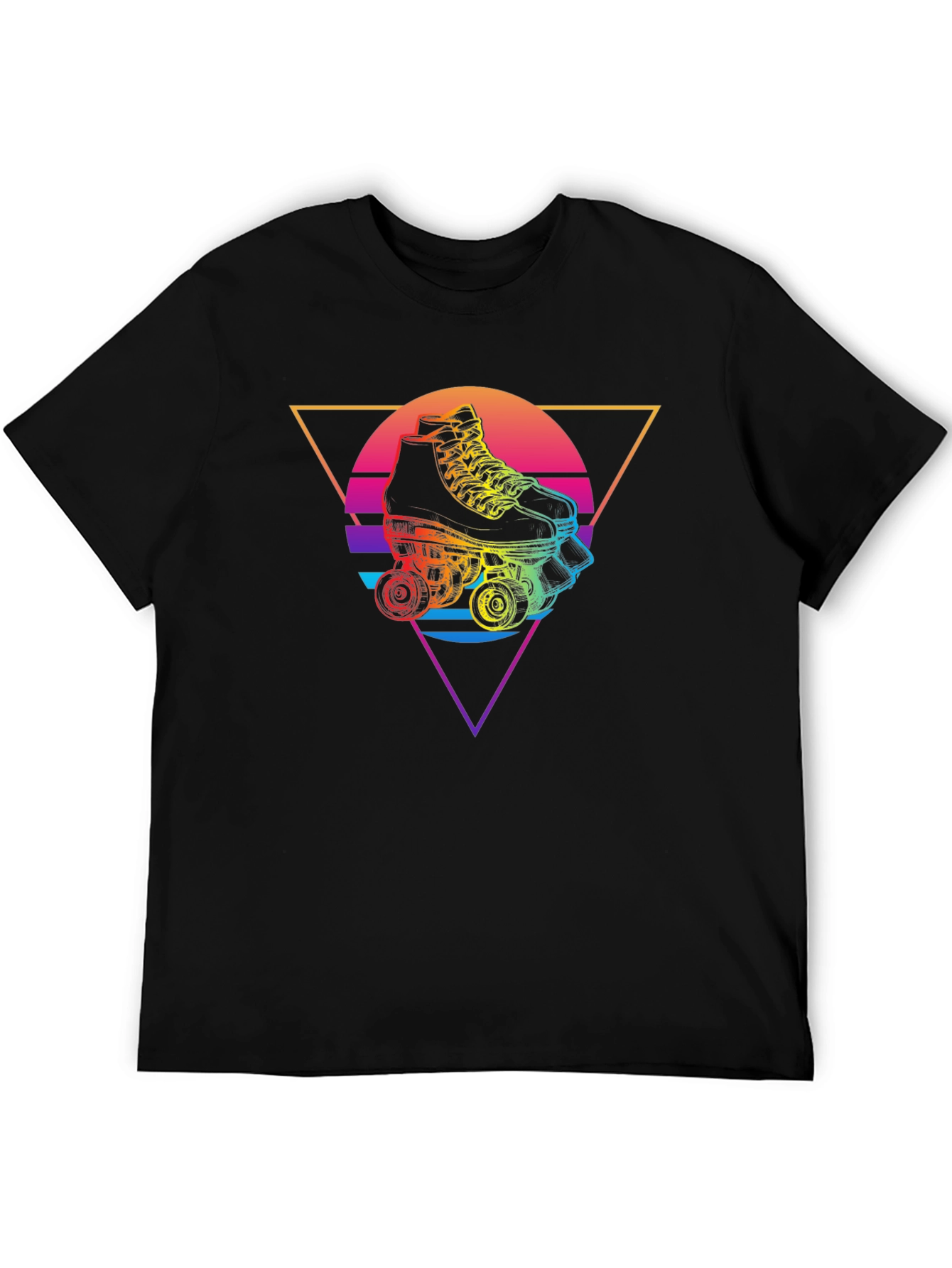 Retro Roller Skate Graphic Tee - Black