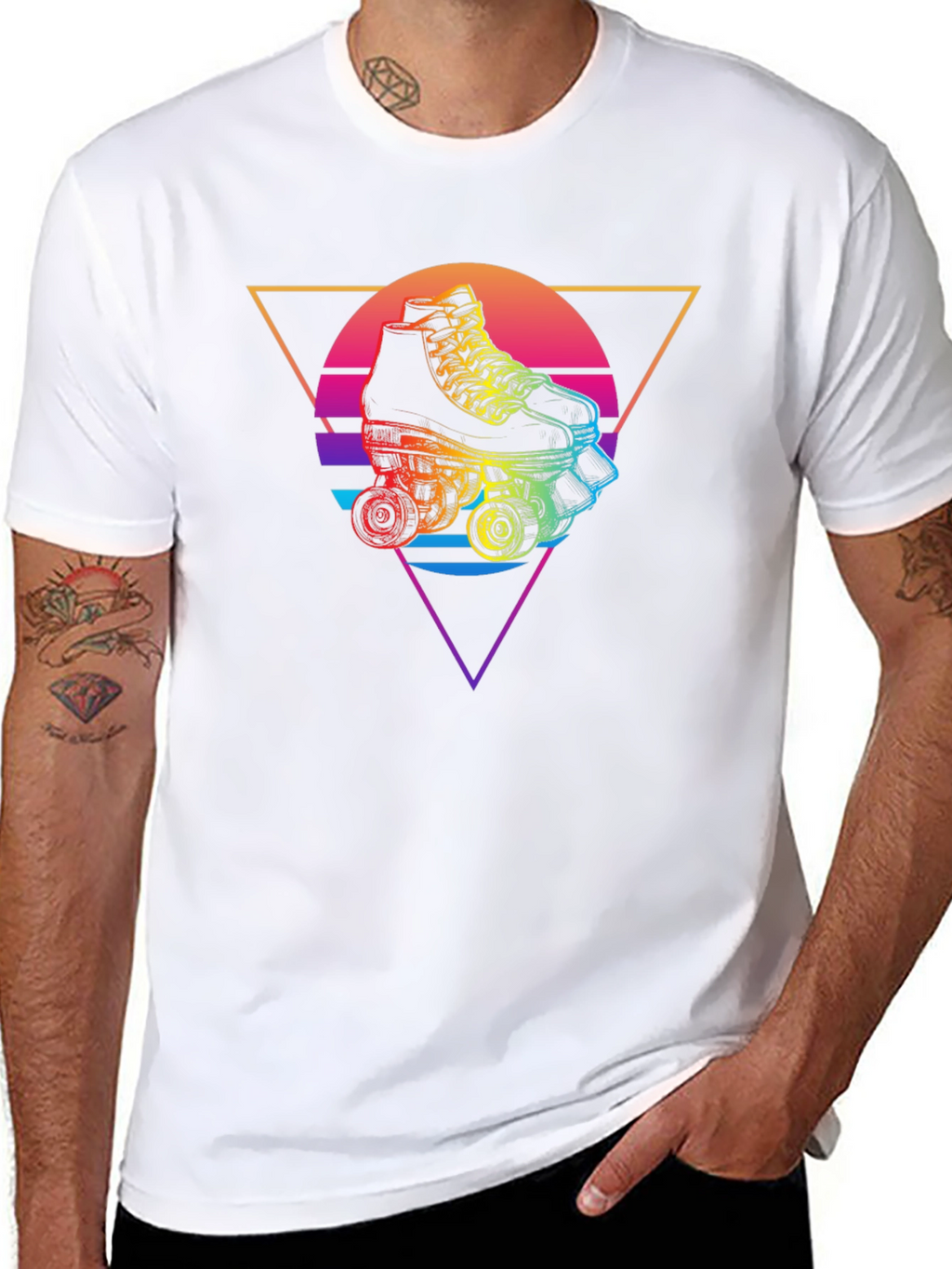 Retro Roller Skate Graphic Tee - Black