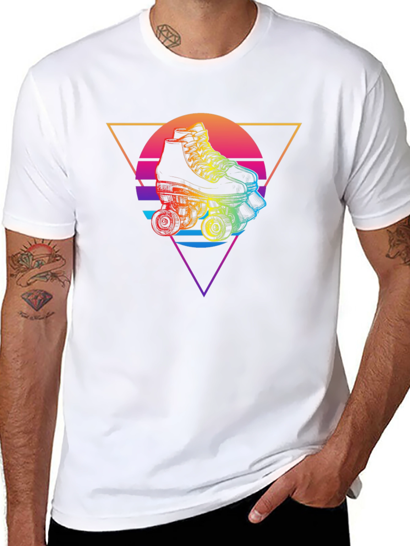 Retro Roller Skate Graphic Tee - Black