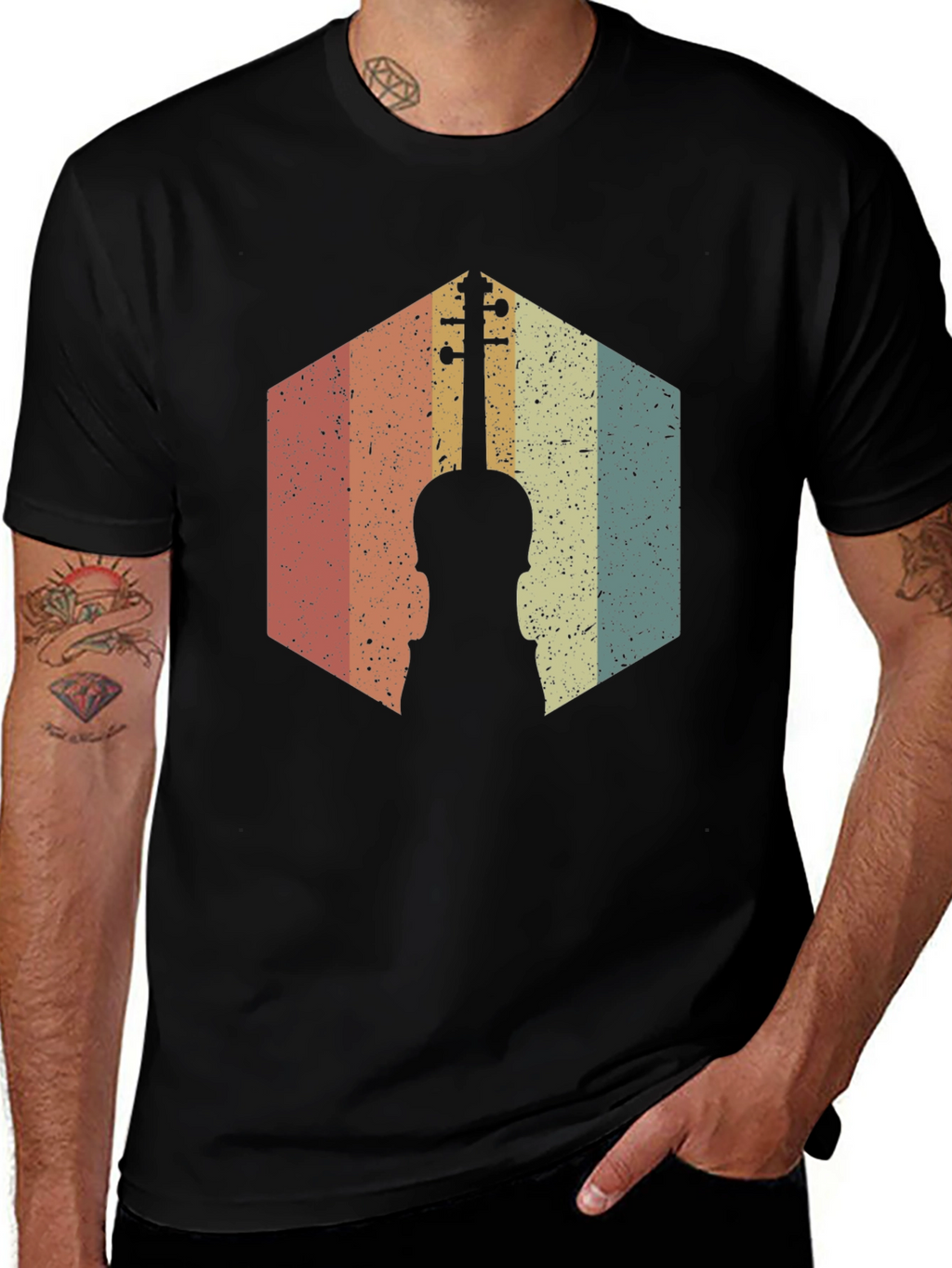 Retro Violin Graphic Tee - Musical Instrument Shirt