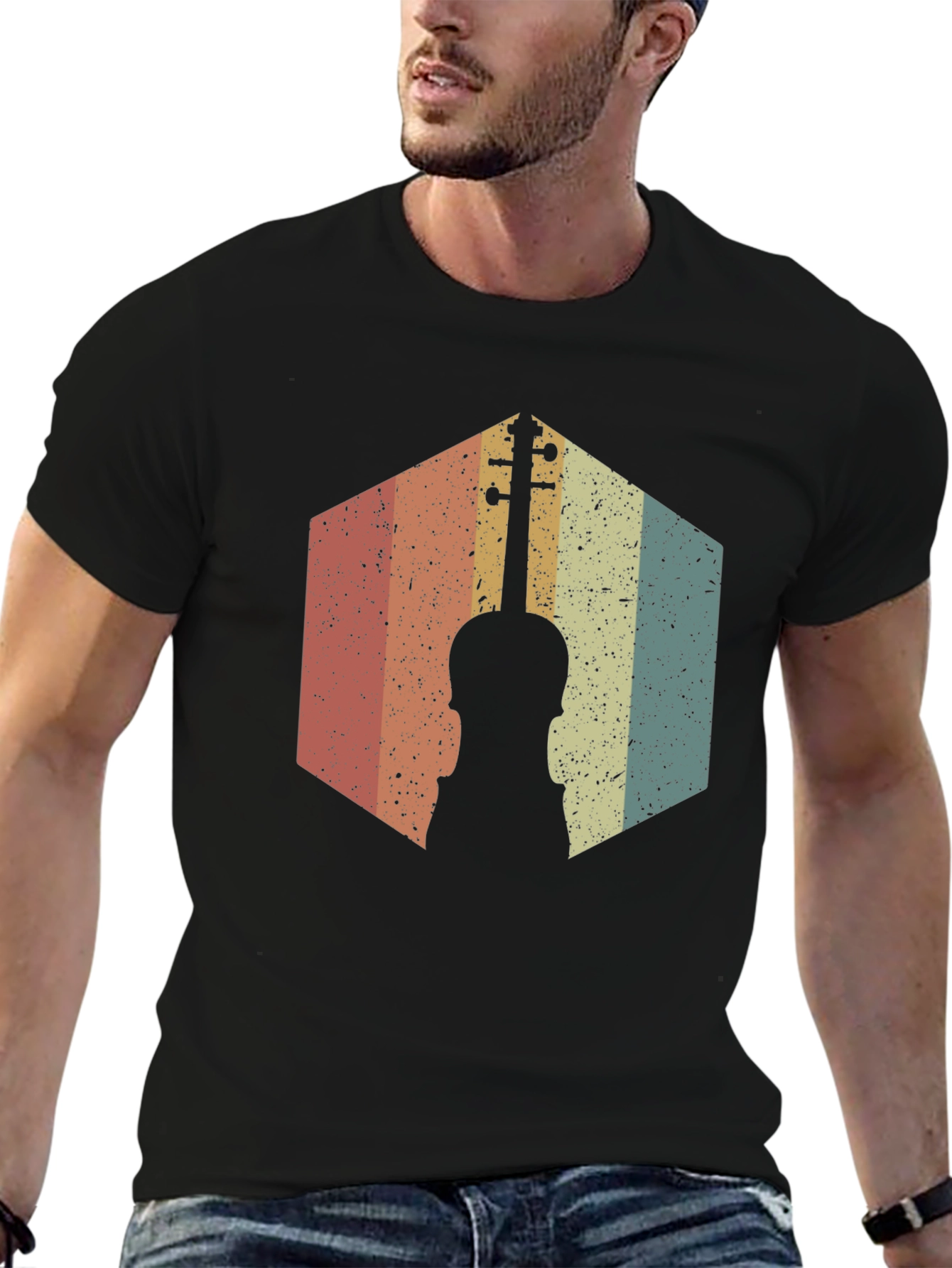 Retro Violin Graphic Tee - Musical Instrument Shirt