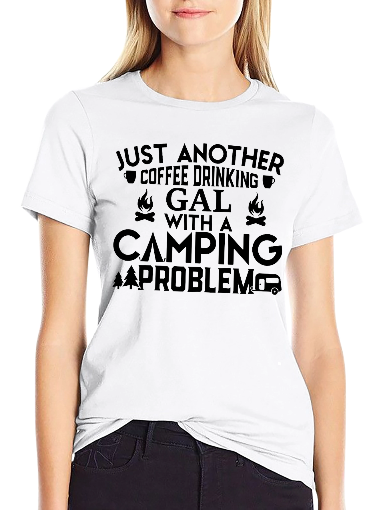 Coffee Drinking Camping Gal T-Shirt
