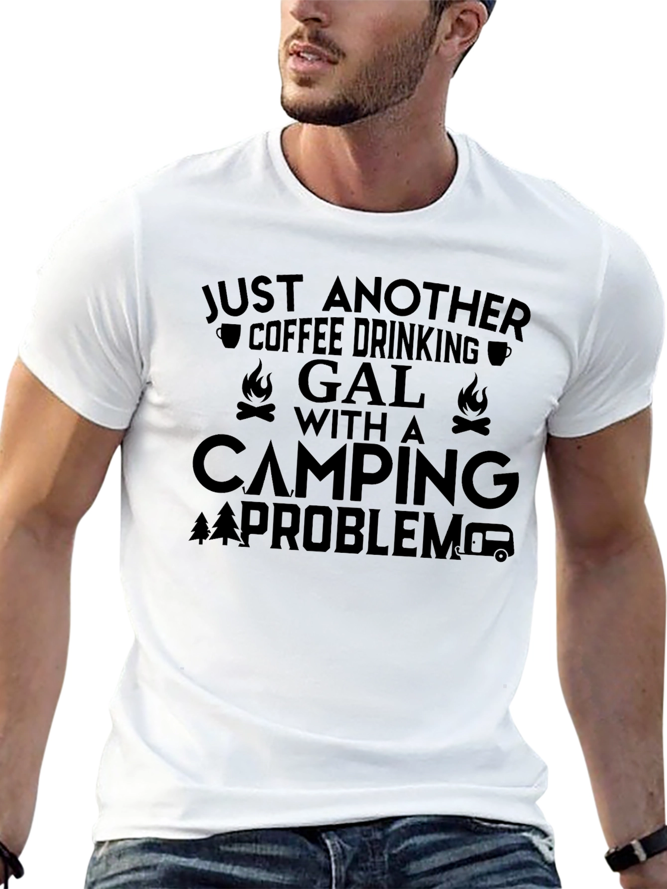 Coffee Drinking Camping Gal T-Shirt