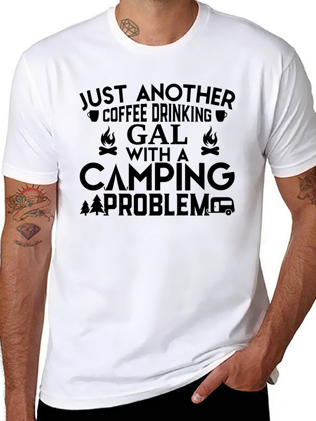 Coffee Drinking Camping Gal T-Shirt