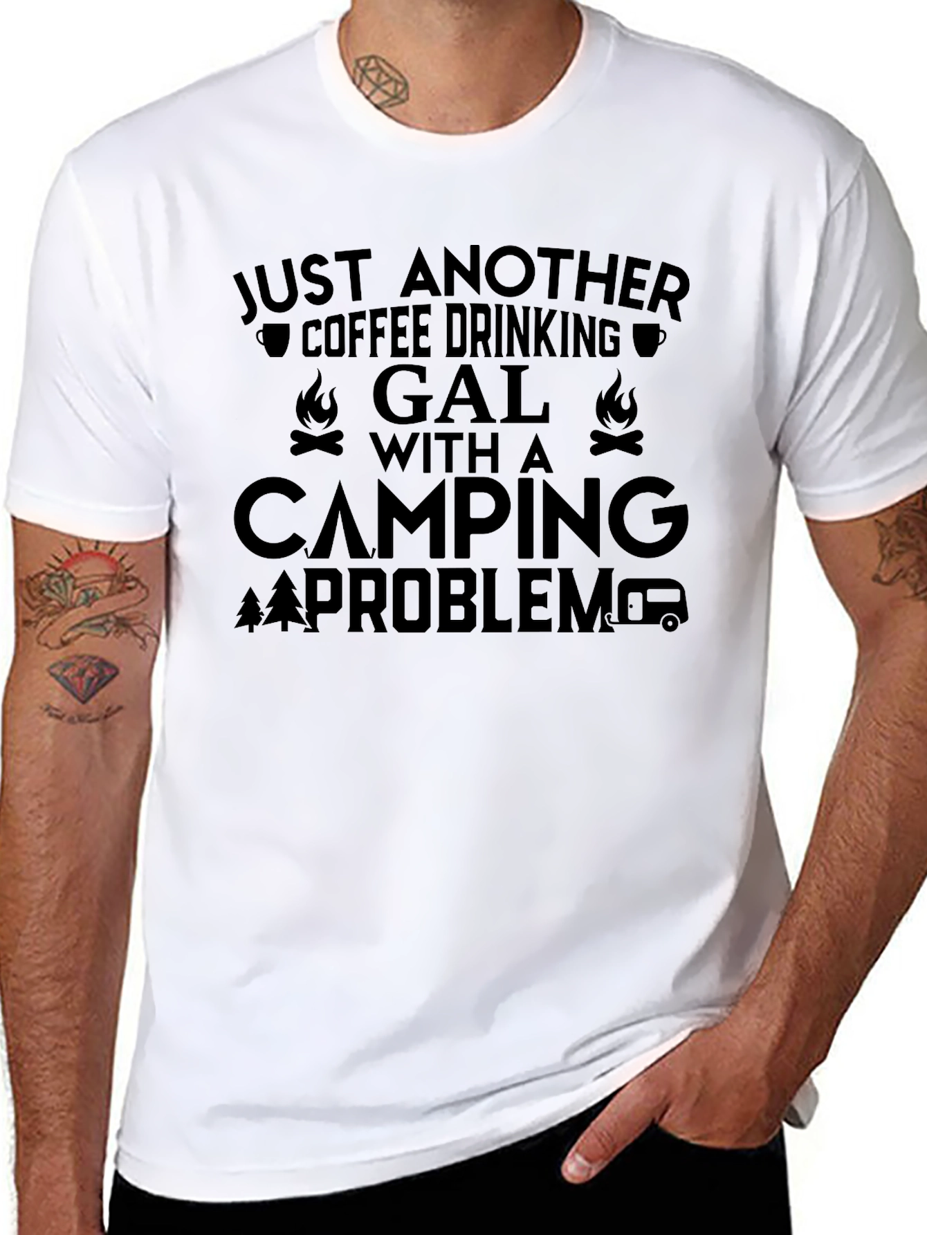 Coffee Drinking Camping Gal T-Shirt