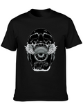 Skull With Winged Eye Graphic Tee - Edgy Style