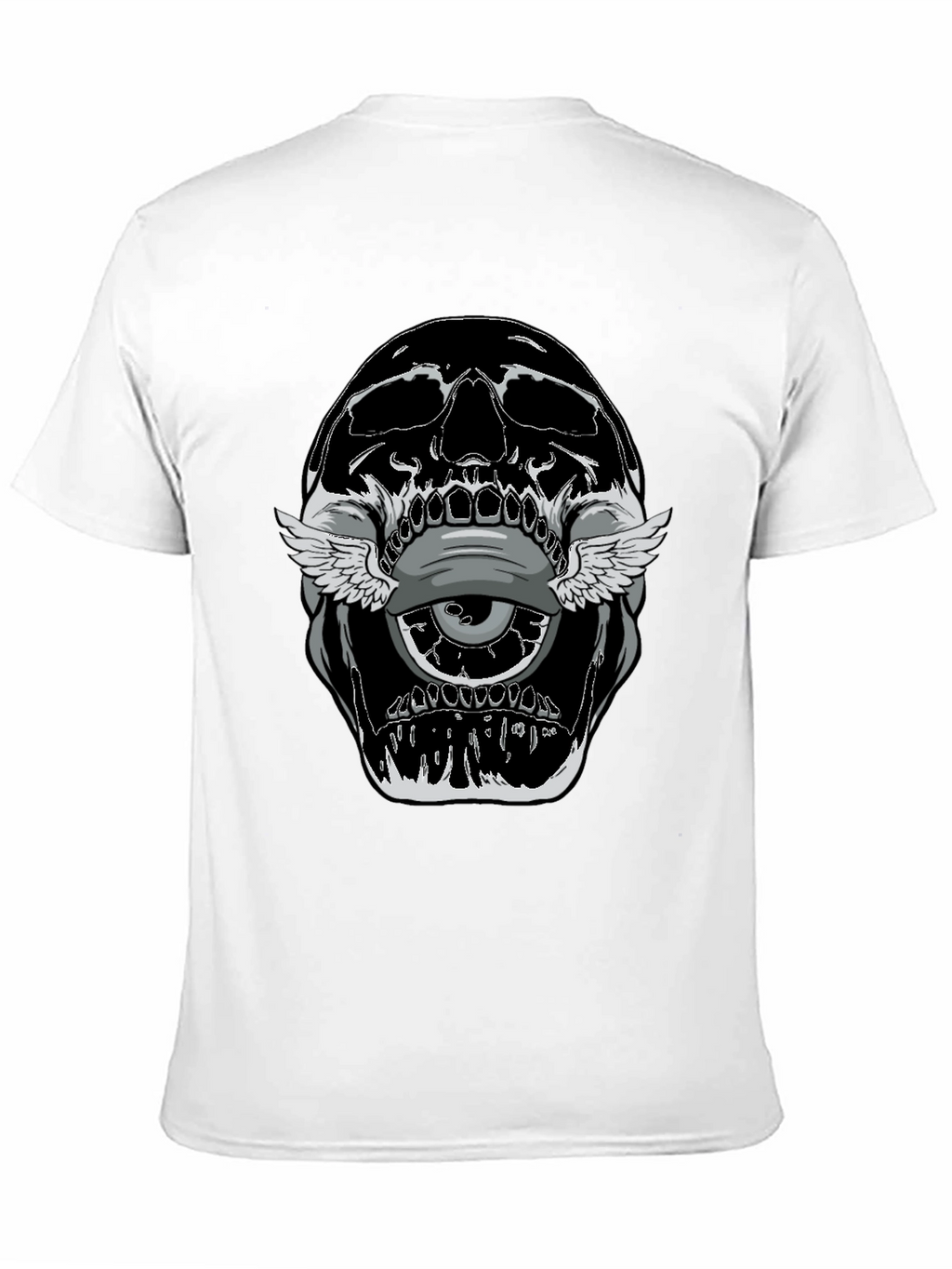 Skull With Winged Eye Graphic Tee - Edgy Style