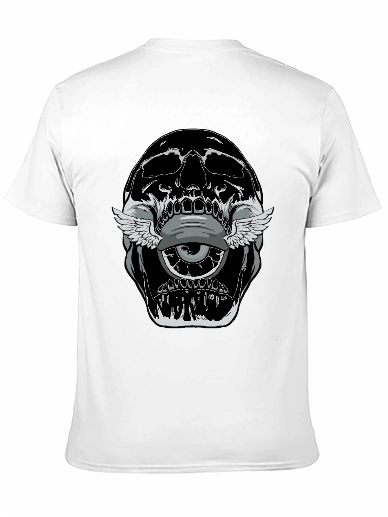 Skull With Winged Eye Graphic Tee - Edgy Style