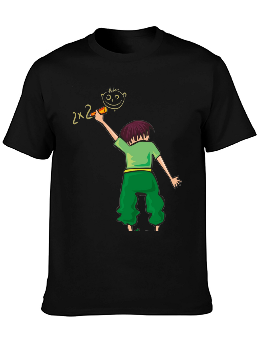 Artistic Kids Drawing T-Shirt - Black Cotton Blend