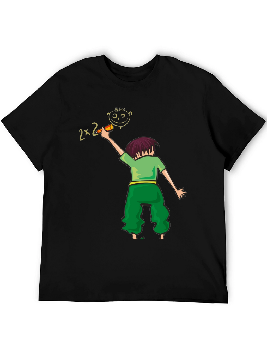 Artistic Kids Drawing T-Shirt - Black Cotton Blend