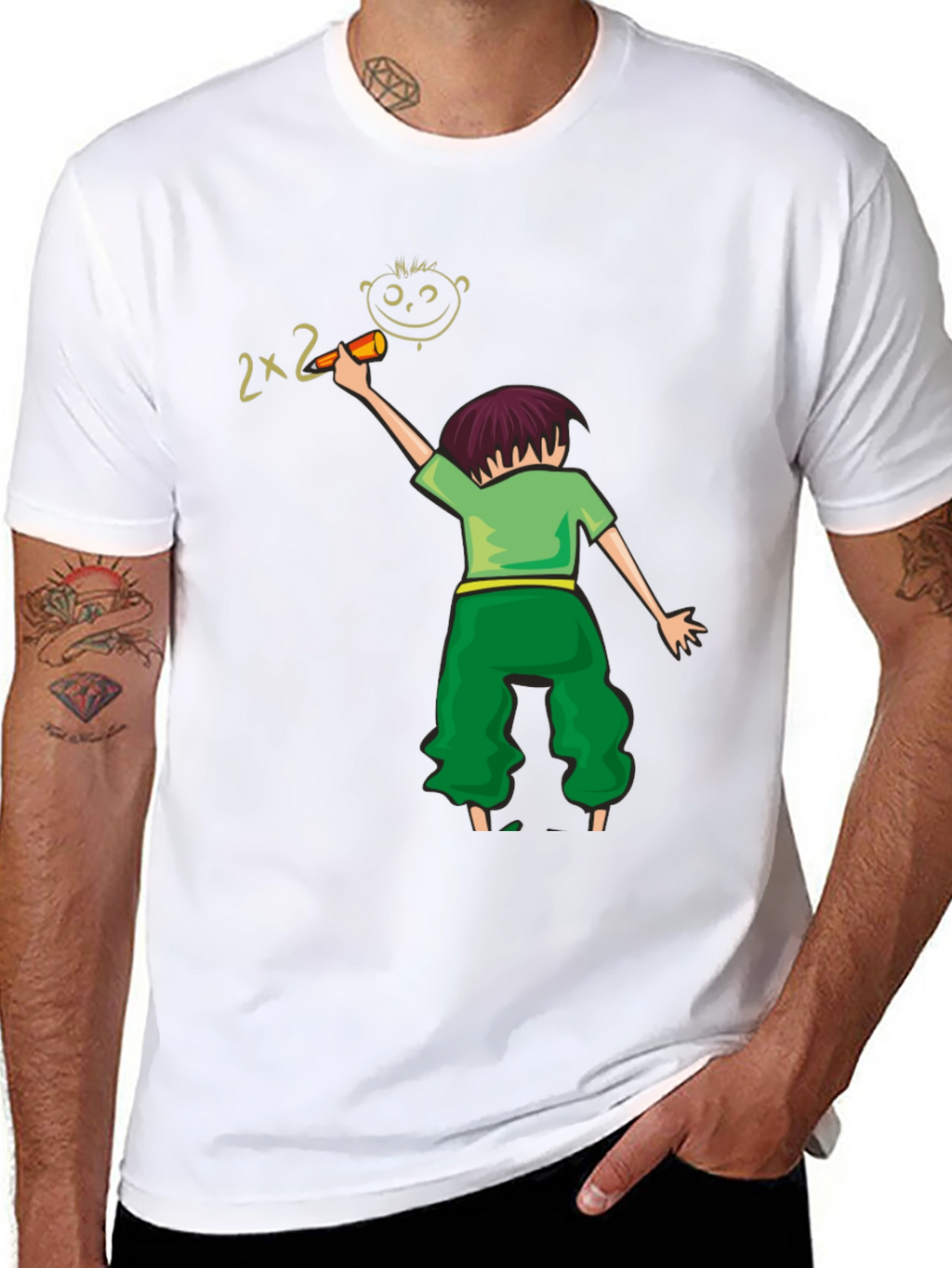 Artistic Kids Drawing T-Shirt - Black Cotton Blend