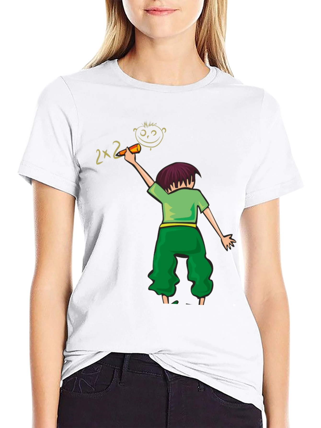 Artistic Kids Drawing T-Shirt - Black Cotton Blend