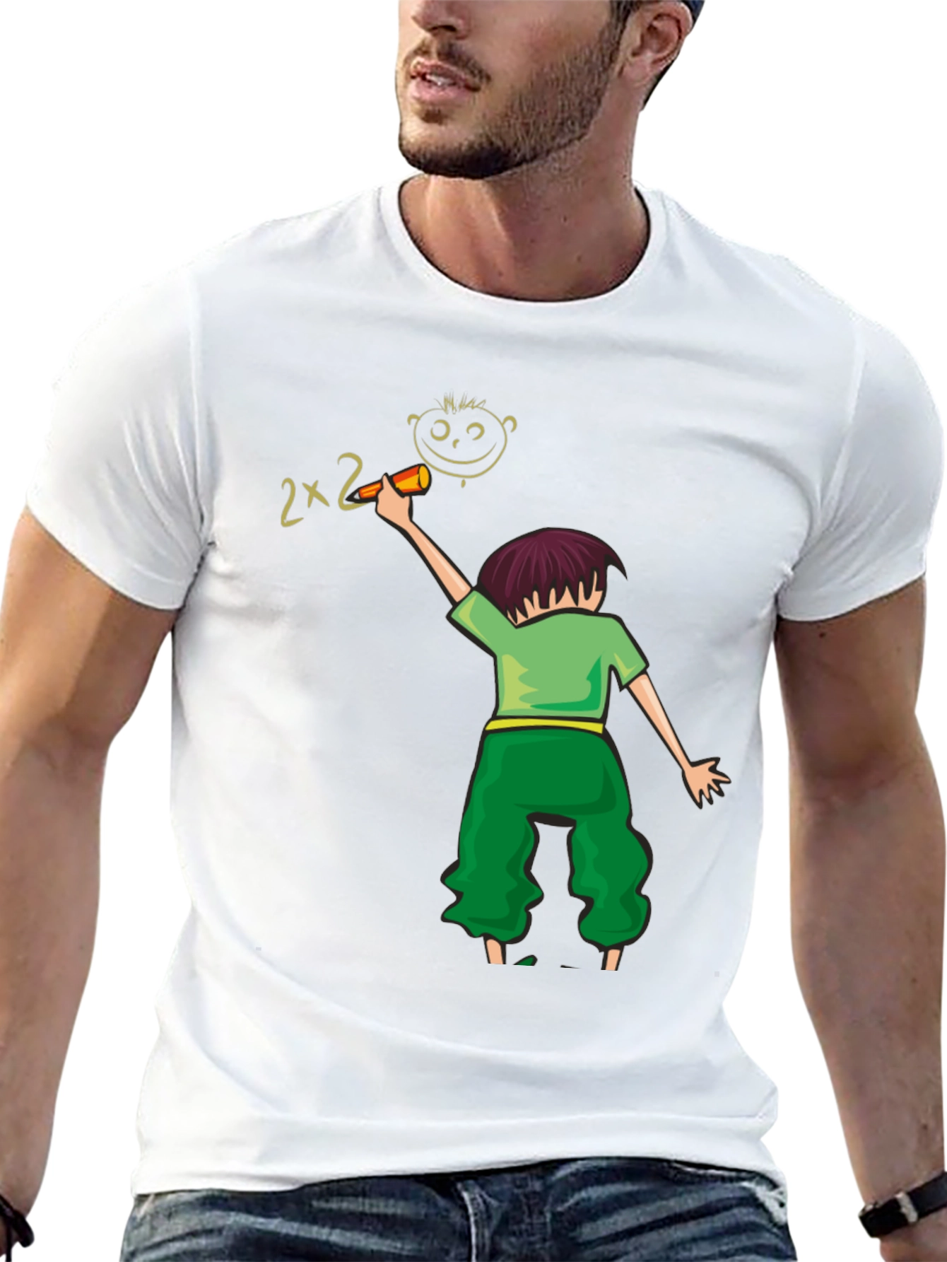 Artistic Kids Drawing T-Shirt - Black Cotton Blend