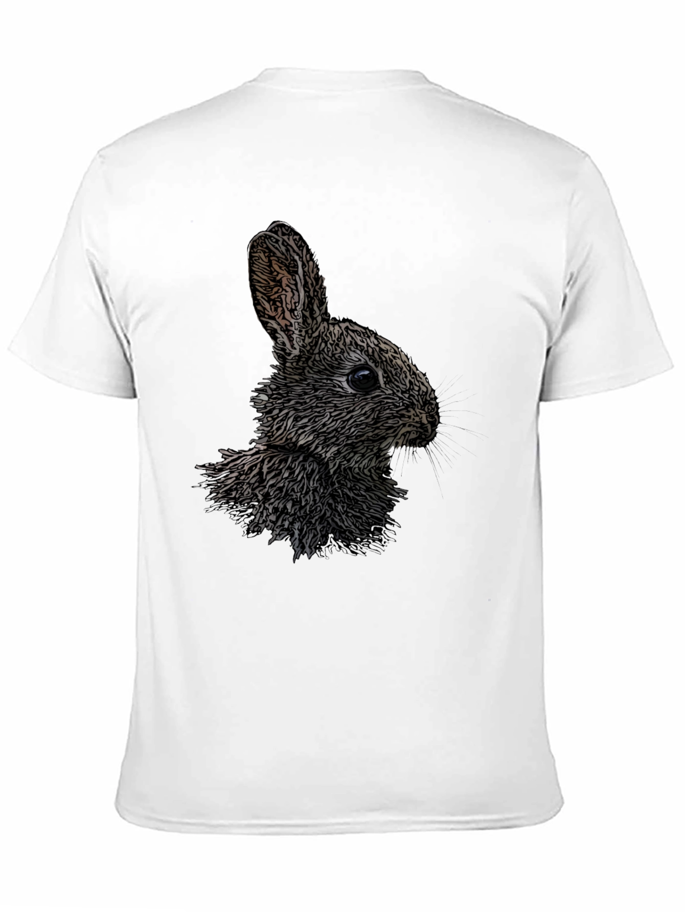 Rabbit Graphic Print Black Crew Neck T-Shirt