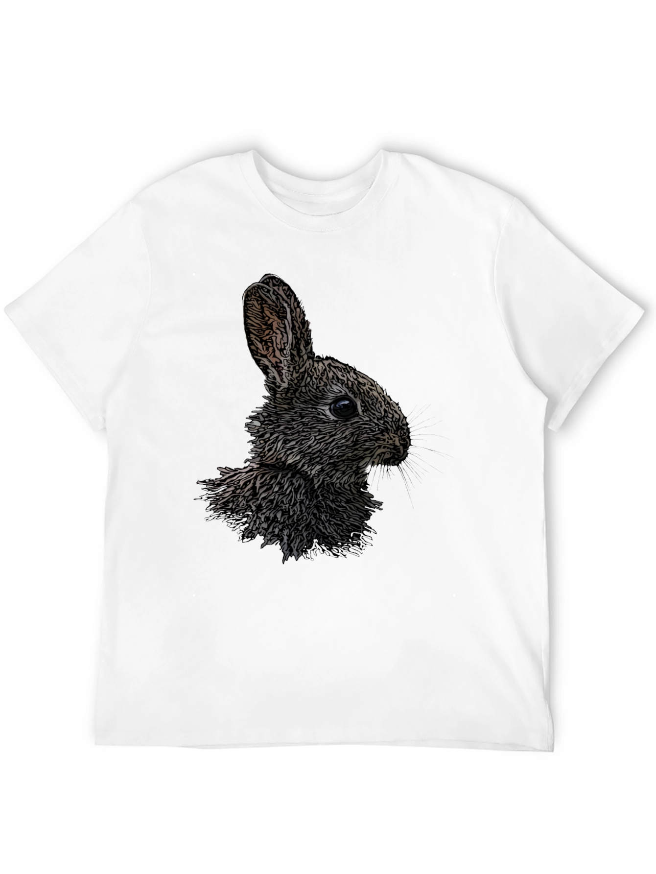 Rabbit Graphic Print Black Crew Neck T-Shirt